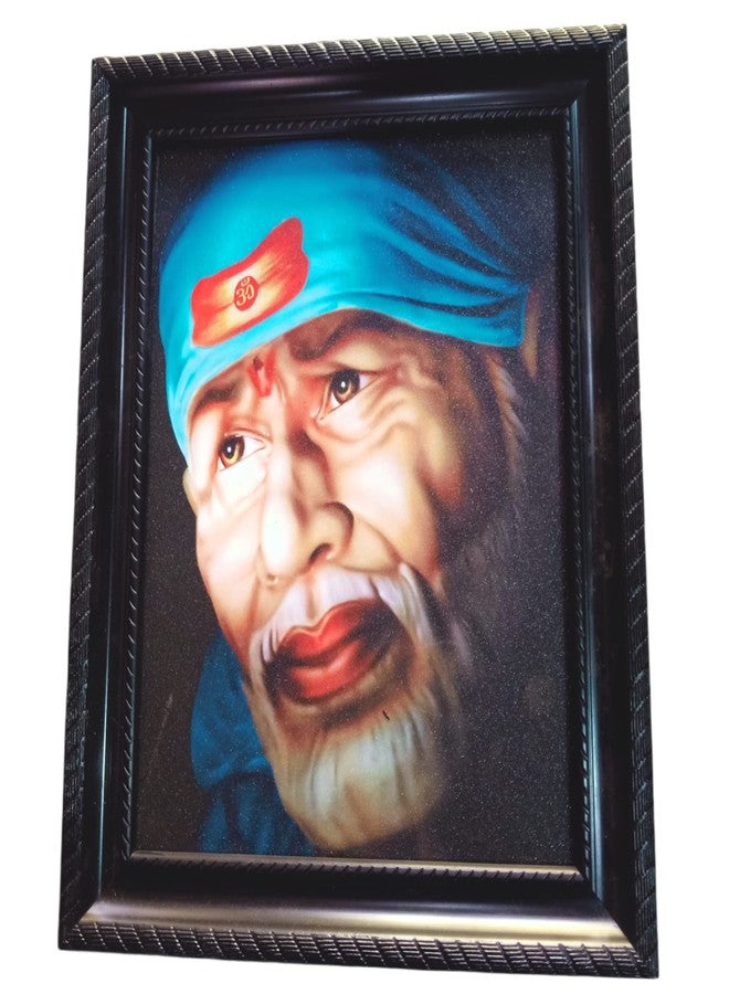 OM SAI إطار صور خشبي للتعليق على الحائط من OM SAI Shirdi Sai Baba بلمسة نهائية غير لامعة لديكور المنزل (8 × 10 بوصة) متعدد الألوان - Image 1